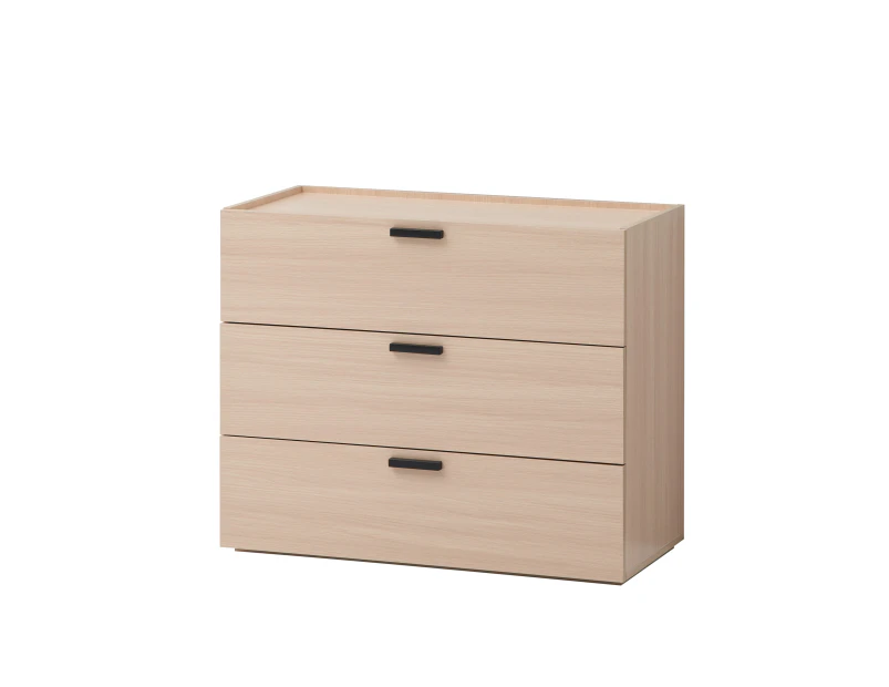 Kodu Marlon Chest 3 Drawers Modern Lowboy Storage Dresser Storage Cabinet woodgrain