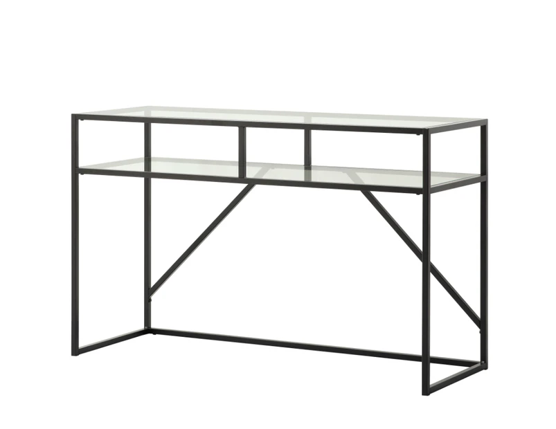 Kodu Willis Console Table Side Table Glass Hallway Entry Table with shelf black