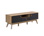 Kodu Alexis Entertainment Unit TV Cabinet TV Stand 150cm 2 doors 1 drawer woodgrain and black