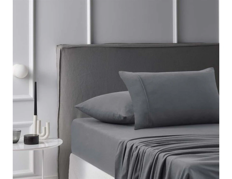 Accessorize Cotton Flannelette Sheet Set Grey Single