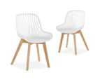 Kodu Lilian White Modern Dining Chairs Wooden Legs (set of 2)