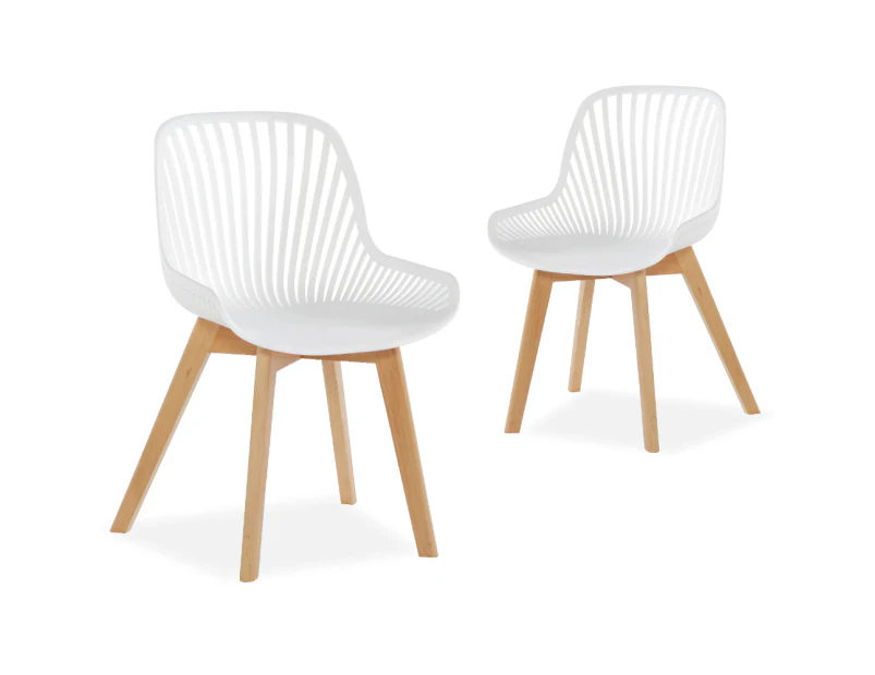 Kodu Lilian White Modern Dining Chairs Wooden Legs (set of 2)