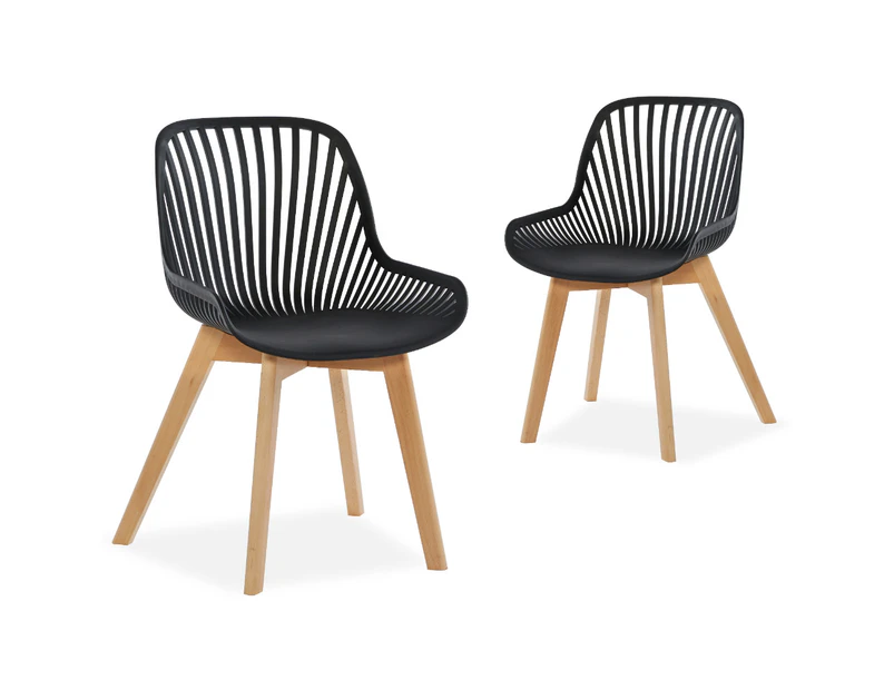 Kodu Lilian Black Modern Dining Chairs Wooden Legs (set of 2)