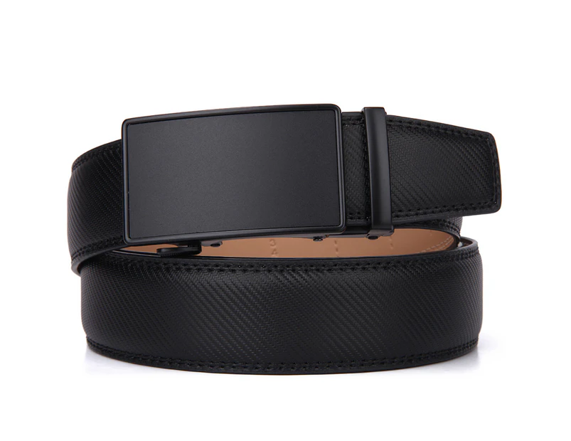 Men's Automatic Buckle Belt Stylish Lock Buckle Head Design Waistband Black