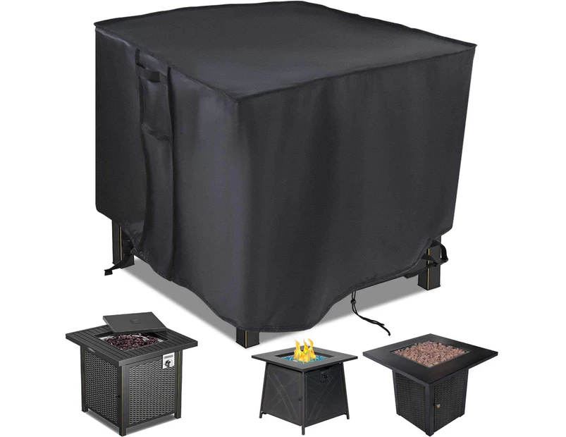 Gas Fire Pit Table Cover Square - Waterproof Windproof Anti-UV Heavy Duty for Patio Firepit Furniture