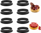 8 Pack Round Tart Ring, Perforated Tart Rings for Baking, Stainless Steel Nonstick Round Cake Ring Mousse Rings