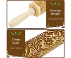 Wooden Embossed Rolling Pin, Carved Embossed Rolling Pin With Moose Pattern, Used For Baking Cookies (39Cm/15.35In)