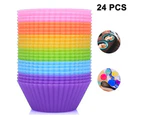 Silicone Cupcake Liners, 24 Pcs Reusable Silicone Baking Cups Nonstick Muffin Molds (7cm)