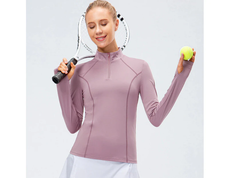 Bonivenshion Women's Long Sleeve Sports Tops Quick Dry Half Zip