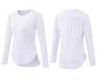 Bonivenshion Women's UPF 50+ Sun Protection Tops Long Sleeve Sports Tops Quick Dry Outdoor Performanece Workout Shirts Tennis Running Tops-White