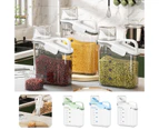 2000ml/2800ml Cereal Storage Box Multifunctional Transparent Sealed Handle Design Oatmeal Dispenser Food Grain Rice Container for Kitchen-Ivory S