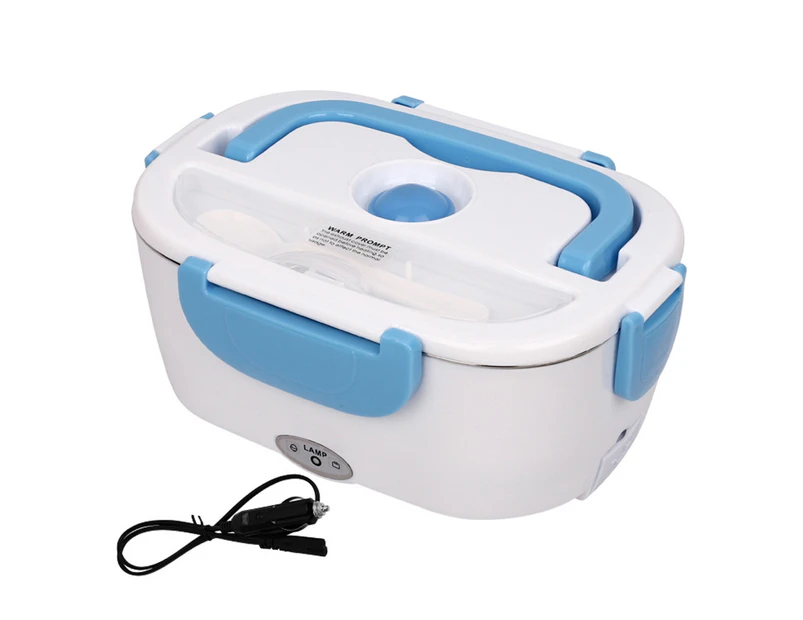 40W DC 12/24V Car Electric Heating Stainless Steel Lunch Box Food Container-Blue