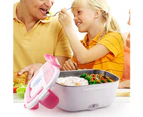 40W DC 12/24V Car Electric Heating Stainless Steel Lunch Box Food Container-Pink