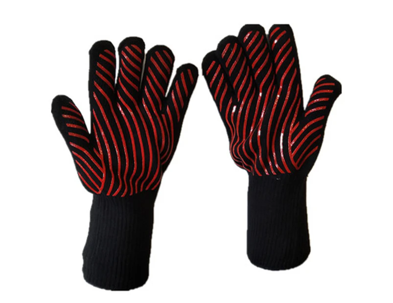 BBQ Gloves Heat Resistant BBQ Gloves Non-Slip Silicone Kitchen Oven Gloves For BBQ Cooking Baking Cutting Welding Smokers (1 Pair)