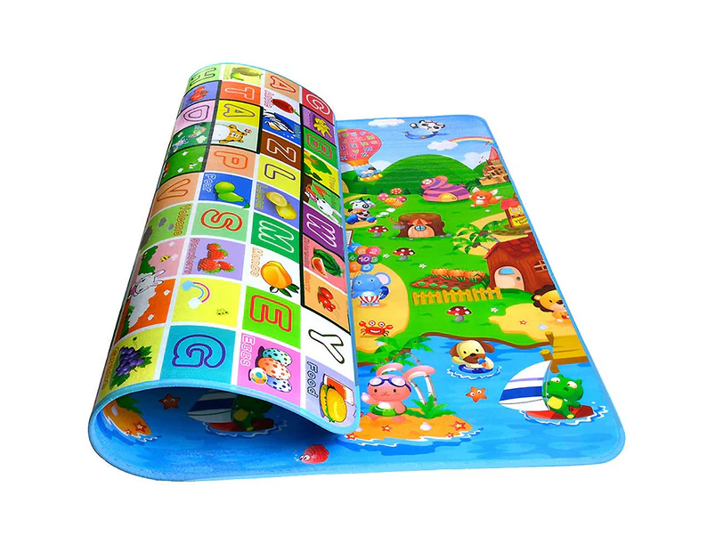 Play Mat, 200 x 180cm/180 x 120cm Foldable Large Non-Slip Crawling Mat, Double Sides Playable Baby Toddler Crawl Mat