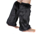 aerkesd 1 Pair Leg Warmers Faux Fur Fluffy Knee High Thickened Sexy Keep Warm Solid Color Autumn Winter Women Boot Stockings for Home-Black - Black