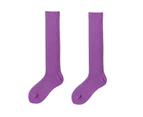 aerkesd 1 Pair High Socks Comfortable Candy Color Allergy Free Anti-Fatigue Slimming Breathable Women Cotton Knee High Socks for Outdoor-Purple One Size - Purple