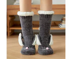 aerkesd 1 Pair High Elastic Middle Tube Knitted Socks Fleece Lined Cartoon Rabbit Decor Women Warm Fluffy Socks for Christmas-Dark Gray - Dark Gray