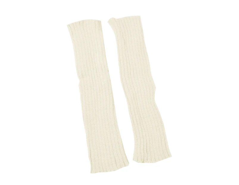 aerkesd 1 Pair Female Knitted Socks Stretchy Warm Keeping Acrylic Autumn/Winter Solid Color Leg Socks for Shopping-White One Size - White