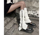 aerkesd 1 Pair Autumn Winter Women Leg Warmers Knitted Japan Style Zipper Up Boot Socks for Daily Wear-White - White