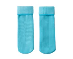 aerkesd 1 Pair Kid Socks Middle-tube Fleece Lining Not Tight Non-allergenic Keep Warm Autumn Winter Thicken Thermal Children Floor Socks for Daily-Sky Blue - Sky Blue
