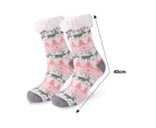 aerkesd 1 Pair Floor Socks Sherpa Lining Stretchy Soft Reindeer Pattern Feet Protection Winter Thermal Indoor Home Slipper Sleeping Socks for Home-White - White