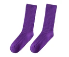 aerkesd 1 Pair Cotton Socks Thickened Ultra Soft Keep Warm Solid Color Autumn Winter Long Tube Knitting Pile Socks for Everyday Life-Purple One Size - Purple