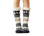 aerkesd 1 Pair Floor Socks Sherpa Lining Stretchy Soft Reindeer Pattern Feet Winter Thermal Indoor Home Slipper Sleeping Socks for Home-Navy Blue - Navy Blue