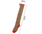 aerkesd 1 Pair Knee Socks Extra-Long Super Soft Stripe Pattern Decorative Polyester Cotton Girls Long Thigh High Socks Gift for Home-One Size Red Green - Red Green
