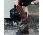 aerkesd 1 Pair Leg Warmers Flared Knitted Thickened Knee High Stretchy Keep Warm Solid Color Autumn Winter Women Boot Stockings for Outdoor-Coffee - Coffee