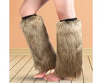 aerkesd 1 Pair Leg Warmers Faux Fur Fluffy Knee High Thickened Sexy Keep Warm Solid Color Autumn Winter Women Boot Stockings for Home-Khaki - Khaki