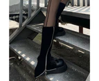 aerkesd 1 Pair Autumn Winter Women Leg Warmers Knitted Japan Style Zipper Up Boot Socks for Daily Wear-Black - Black