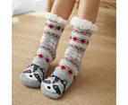 aerkesd 1 Pair Floor Socks Theme Stretchy Fuzzy Thickened Silicone Resistant Cozy Winter Thermal Women Indoor Home Slipper Sleeping Socks for Xmas-Grey - Grey