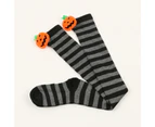 aerkesd 1 Pair Halloween Stockings Over The Knee Pumpkin Striped Soft Keep Warm High Elasticity Solid Color Winter Thigh Socks for Halloween Party-Grey - Grey