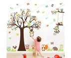 Wall decal, wall sticker, living room wall decal, 234×150 cm, DIY, owl, monkey, tree