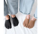 aerkesd 1 Pair Men Women Solid Color No Show Split Toe Non-slip Elastic Low Cut Socks-White - White