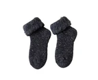 aerkesd 1 Pair More Thicken Warm Keeping Women Socks Wool Blend Practical Good Woven Winter Socks for Daily Wear-Black - Black