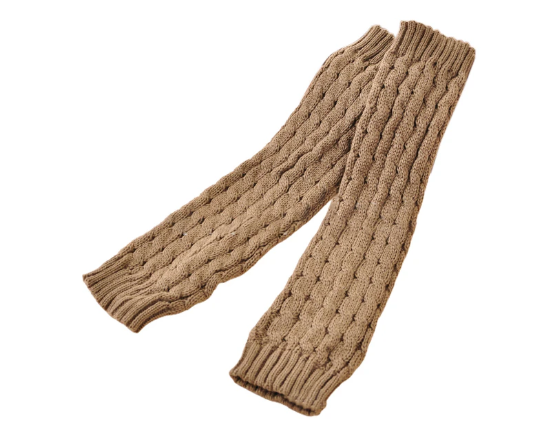 aerkesd 1 Pair Leg Warmers Solid Color Comfortable Wearing Breathable Women Girls Cable-Knit Leg Warmers for Daily Wear Party Sports-Dark Khaki - Dark Khaki