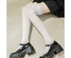 aerkesd 1 Pair Lolita Socks Ruffle Hollow Sexy High Tube Ruffle Calf Socks for Girl-White - White