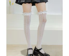 aerkesd 1 Pair Lolita Socks Ruffle Hollow Sexy High Tube Ruffle Calf Socks for Girl-White - White