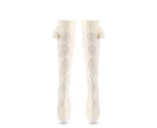 aerkesd 1 Pair Slouch Socks Breathable High Elasticity Anti-shedding Knit Knee-High Winter Boot Socks for Girl-White - White