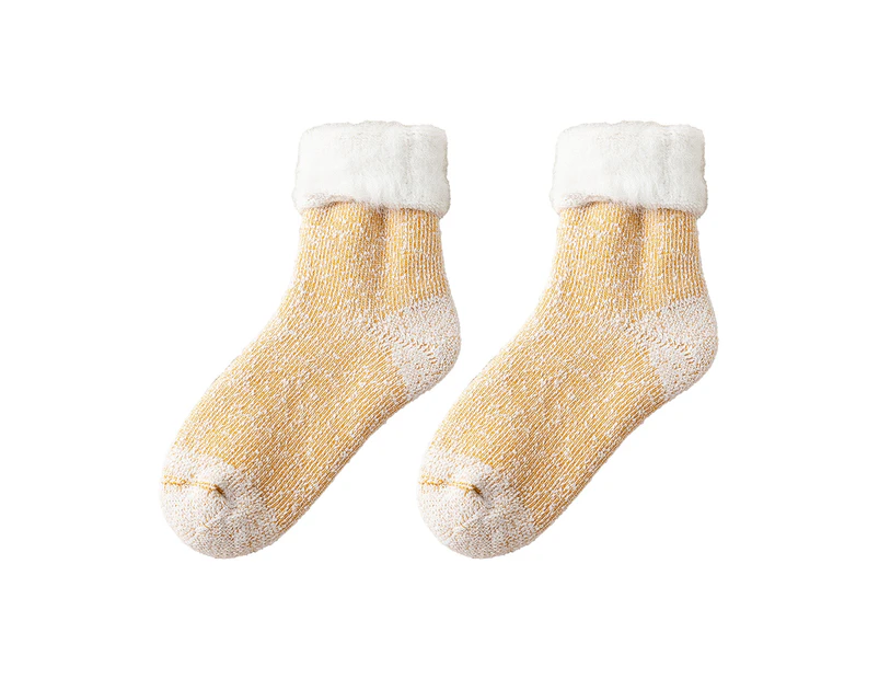 aerkesd 1 Pair More Thicken Warm Keeping Women Socks Wool Blend Practical Good Woven Winter Socks for Daily Wear-Light Yellow - Light Yellow