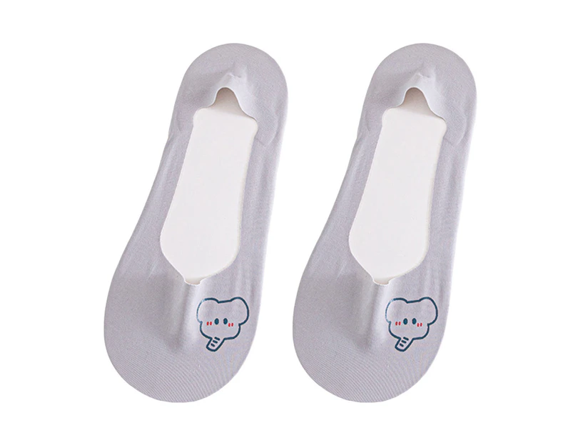 aerkesd 1 Pair Liner Socks Non-slip Breathable Invisible Animal Print Women Ice Silk Socks for Summer -Light Grey - Light Grey