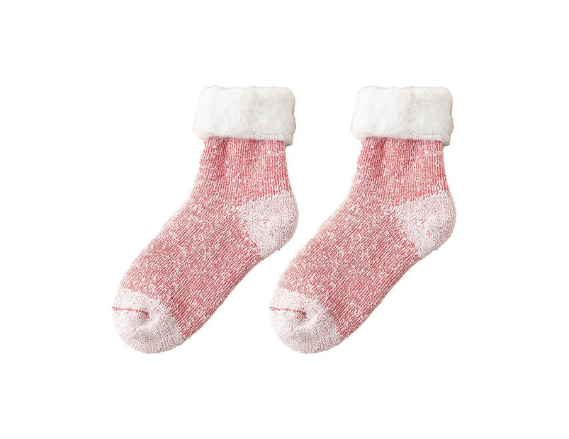 aerkesd 1 Pair More Thicken Warm Keeping Women Socks Wool Blend Practical Good Woven Winter Socks for Daily Wear-Light Pink - Light Pink