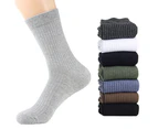 aerkesd 1 Pair Men Solid Color Breathable Cotton Ribbed Elastic Middle Tube Crew Socks-Army Green - Army Green