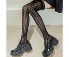 aerkesd 1 Pair Lolita Socks Ruffle Hollow Sexy High Tube Ruffle Calf Socks for Girl-Black - Black