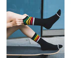 aerkesd 1 Pair Stocking Portable Comfortable Rich Colors Soft Pure Cotton Super Rainbow Color Anti-falling Lady Stocking Daily Clothes-One Size Black - Black