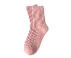 aerkesd 1 Pair Mid Calf Socks Stretchy Soft Sweat Absorbing Non-slip Comfortable Keep Warm Solid Color Winter Thermal Women Sports Socks for Office-Pink - Pink