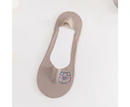 aerkesd 1 Pair Liner Socks Non-slip Breathable Invisible Animal Print Women Ice Silk Socks for Summer -Khaki - Khaki