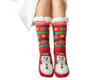 aerkesd 1 Pair Mid Tube Socks Elements Plush Medium Tube Thick High Elasticity Keep Warm Cartoon Santa Claus Floor Socks for Daily Wear-F - F